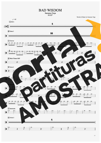 Suzanne Vega  partitura para Bateria