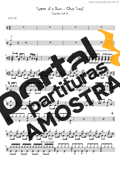 System Of A Down  partitura para Bateria