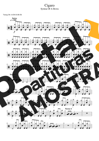 System Of A Down Cigaro partitura para Bateria