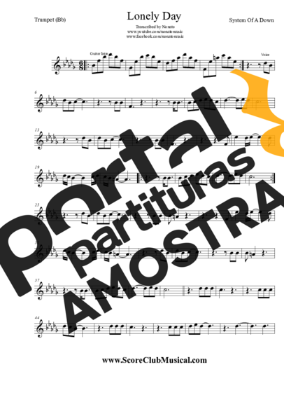 System Of A Down  partitura para Trompete
