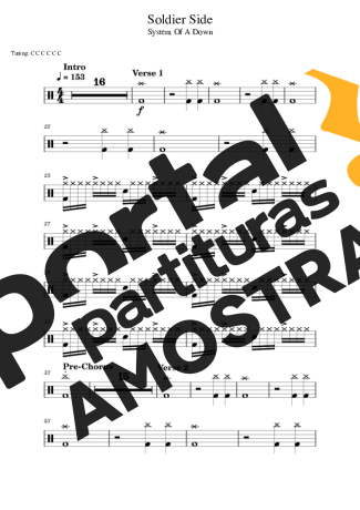 System Of A Down Soldier Side partitura para Bateria
