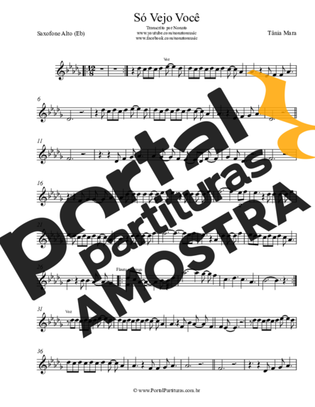 Tânia Mara Só Vejo Você partitura para Saxofone Alto (Eb)