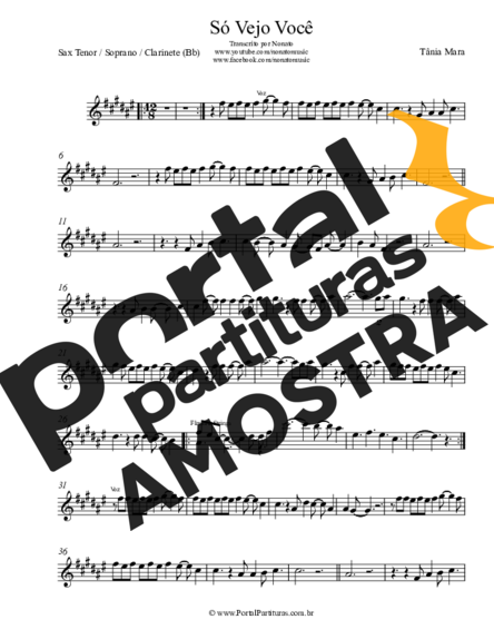 Tânia Mara  partitura para Saxofone Tenor Soprano (Bb)
