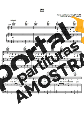 Taylor Swift  partitura para Piano