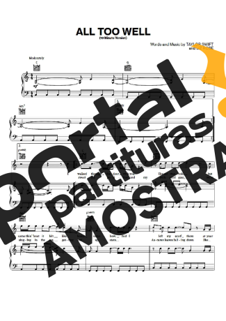 Taylor Swift All Too Well partitura para Piano