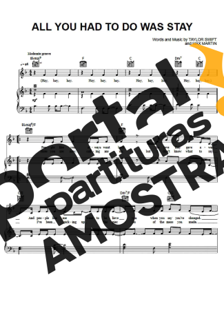 Taylor Swift All You Had To Do Was Stay partitura para Piano