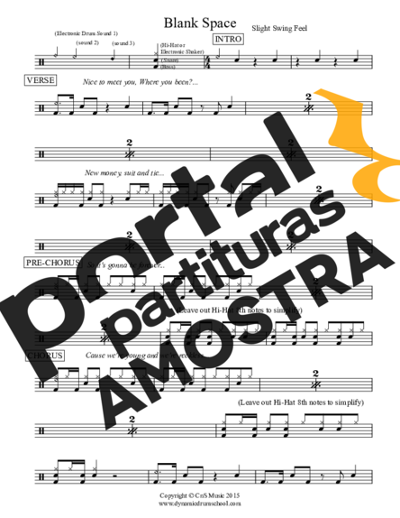 Taylor Swift  partitura para Bateria