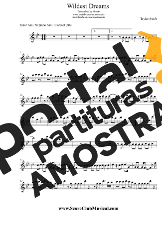 Taylor Swift Wildest Dreams partitura para Clarinete (Bb)