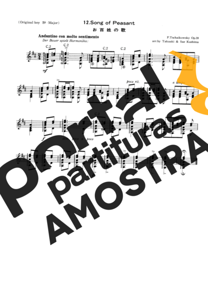 Tchaikovsky Song Of Peasant partitura para Violão