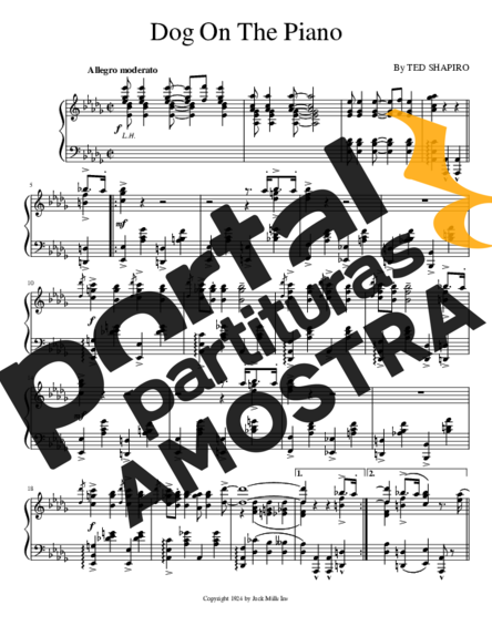 Ted Shapiro Dog On The Piano 1924 partitura para Piano