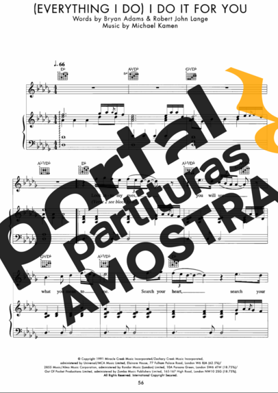 Movie Soundtracks (Temas de Filmes) (Everything I Do) I Do It For You partitura para Piano