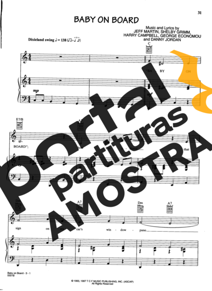 Movie Soundtracks (Temas de Filmes) Baby On Board (The Simpsons) partitura para Piano