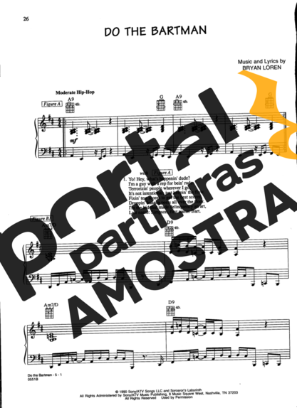 Movie Soundtracks (Temas de Filmes) Do The Bartman (The Simpsons) partitura para Piano