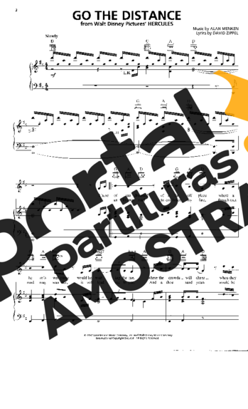 Movie Soundtracks (Temas de Filmes) Go The Distance (Hercules) partitura para Piano