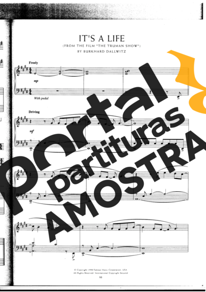 Movie Soundtracks (Temas de Filmes) Its A Life (The Truman Show) partitura para Piano