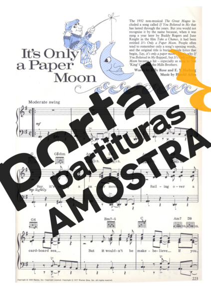 Movie Soundtracks (Temas de Filmes) Its Only A Paper Moon partitura para Piano