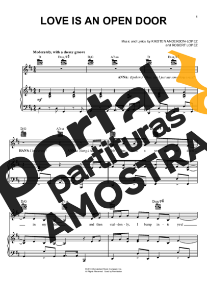 Movie Soundtracks (Temas de Filmes) Love Is An Open Door (Frozen) partitura para Piano