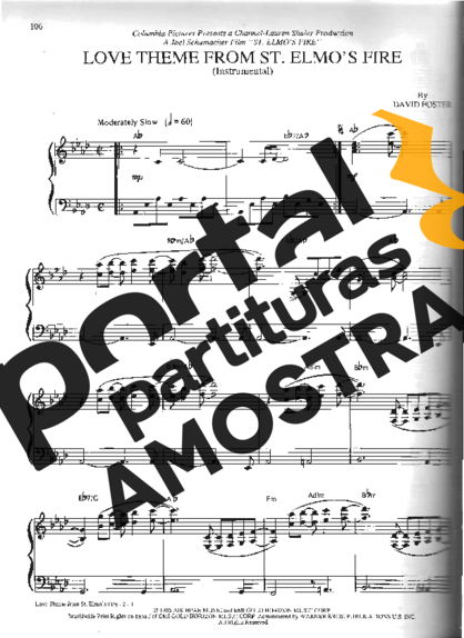 Movie Soundtracks (Temas de Filmes) Love Theme From St Elmos Fire partitura para Piano