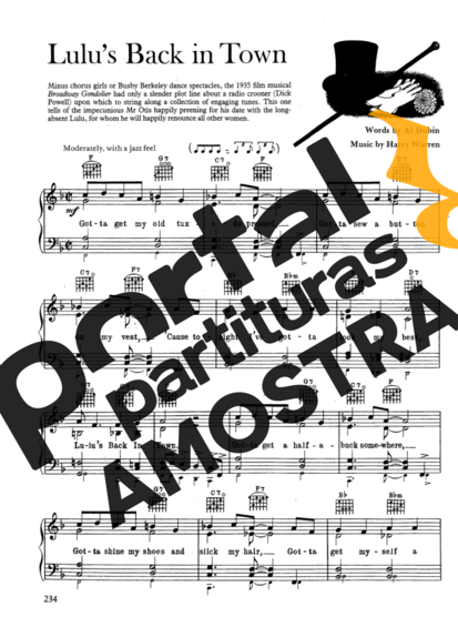 Movie Soundtracks (Temas de Filmes) Lulus Back In Town partitura para Piano