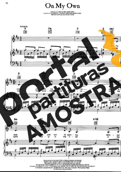 Movie Soundtracks (Temas de Filmes) On My Own (Les Miserables) partitura para Piano