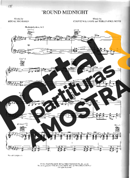 Movie Soundtracks (Temas de Filmes) Round Midnight partitura para Piano
