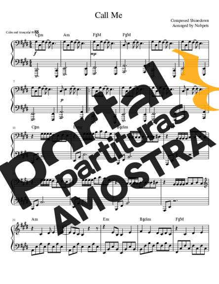 Movie Soundtracks (Temas de Filmes) Shinedown (Call me) partitura para Piano