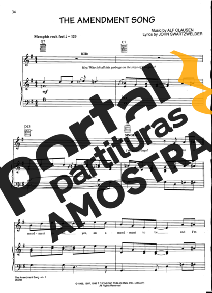 Movie Soundtracks (Temas de Filmes) The Amendment Song (The Simpsons) partitura para Piano