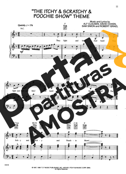 Movie Soundtracks (Temas de Filmes) The Itchy _ Scratchy _ Poochie Show Theme (The Simpsons) partitura para Piano