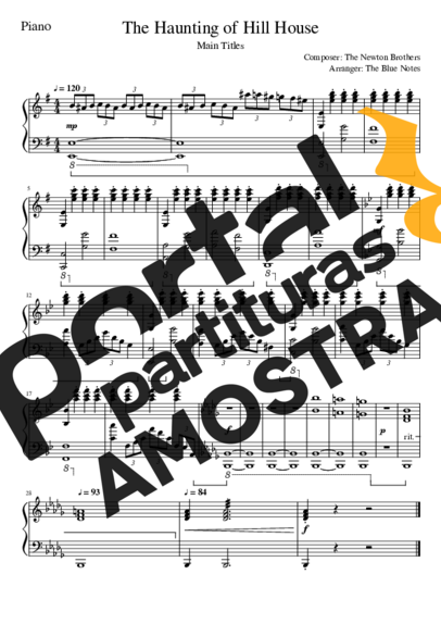 Movie Soundtracks (Temas de Filmes) The Newton Brothers - The Haunting of Hill House (The Haunting of Hill House) partitura para Piano