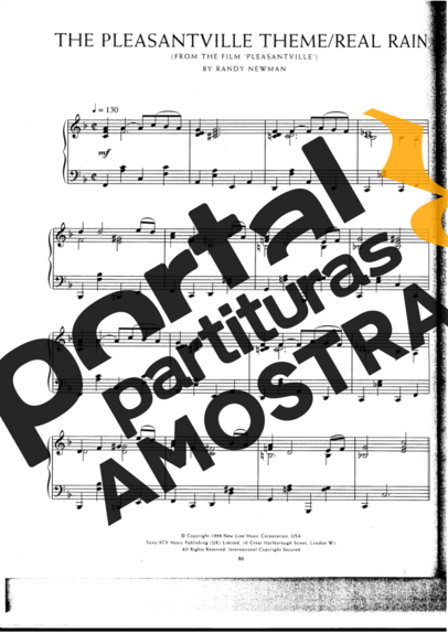 Movie Soundtracks (Temas de Filmes) The Pleasantville Theme (Pleasantville) partitura para Piano