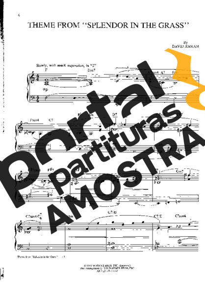 Movie Soundtracks (Temas de Filmes) Theme From Splendor In The Grass partitura para Piano
