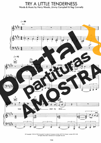 Movie Soundtracks (Temas de Filmes) Try A Little Tenderness partitura para Piano
