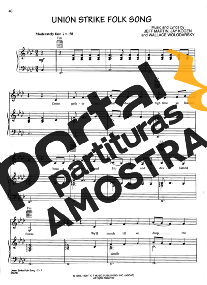 Movie Soundtracks (Temas de Filmes) Union Strike Folk Song (The Simpsons) partitura para Piano