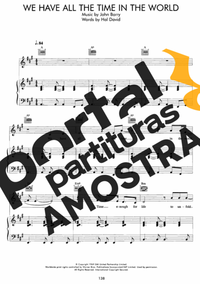 Movie Soundtracks (Temas de Filmes) We Have All The Time In The World partitura para Piano