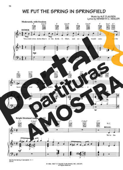 Movie Soundtracks (Temas de Filmes) We Put The Spring In Springfield (The Simpsons) partitura para Piano