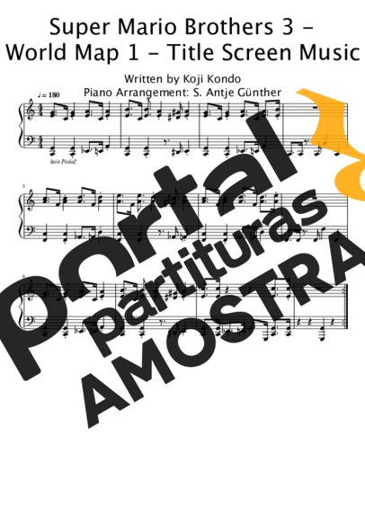 Movie Soundtracks (Temas de Filmes) World Map 1 (Super Mario 3) partitura para Piano