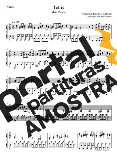 Video game soundtracks (Temas de Jogos) Tetris (Main Theme) partitura para Piano