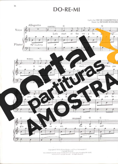 Musicals (Temas de Musicais) Do Re Mi (The Sound Of Music) partitura para Piano