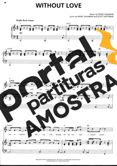 Musicals (Temas de Musicais) Without Love(Hairspray) partitura para Piano