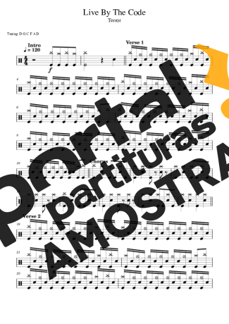 Terror Live By The Code partitura para Bateria
