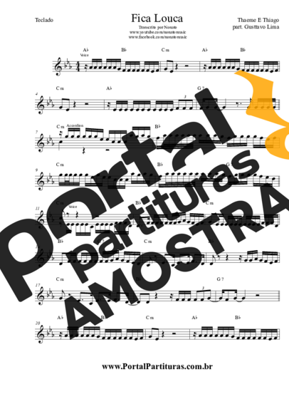 Thaeme e Thiago Fica Louca partitura para Teclado