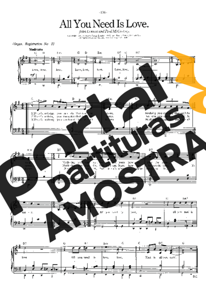 The Beatles All You Need Is Love partitura para Piano