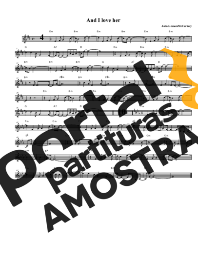 The Beatles And I Love Her partitura para Saxofone Tenor Soprano (Bb)