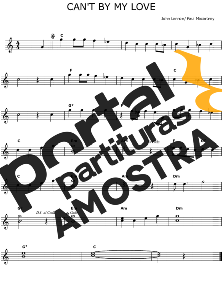 The Beatles Cant By Me Love partitura para Teclado
