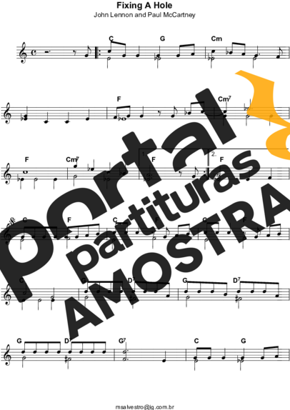 The Beatles Fixing A Hole partitura para Teclado