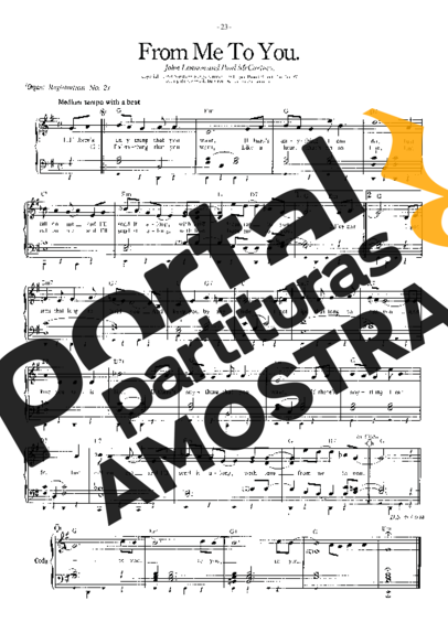 The Beatles From Me To You partitura para Piano