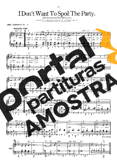 The Beatles I Don´t Want To Spoil The Party partitura para Piano