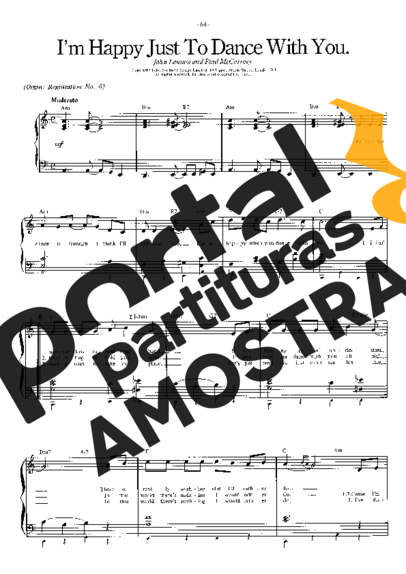 The Beatles I´m Happy Just To Dance Whit You partitura para Piano