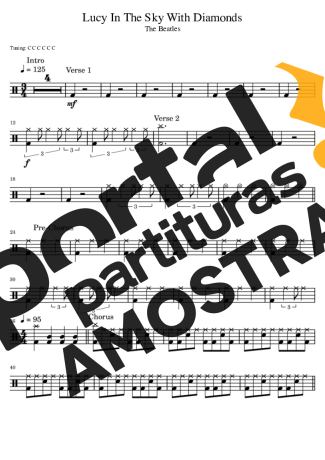 The Beatles Lucy In The Sky With Diamonds partitura para Bateria