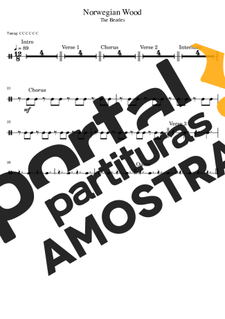 The Beatles Norwegian Wood partitura para Bateria